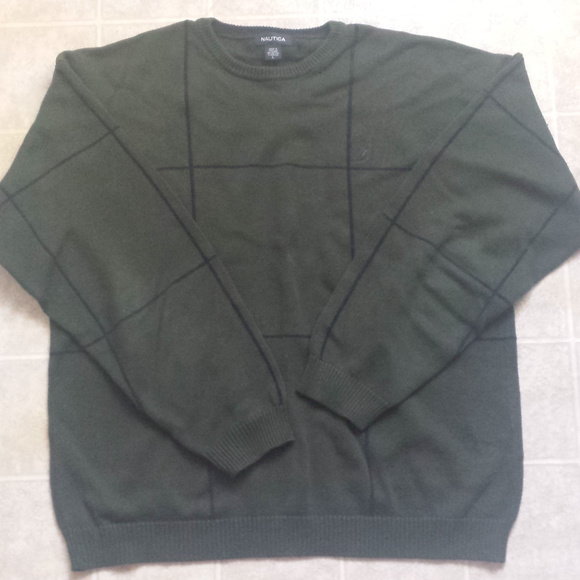 NAUTICA HUNTER GREEN CREWNECK SWEATER LARGE - Picture 5 of 5